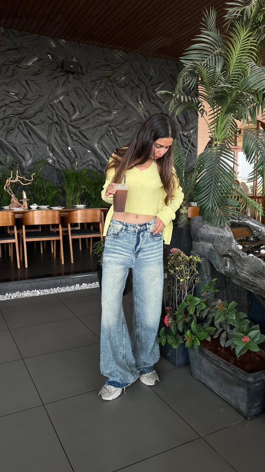 BAGGY FADED INDIGO WASH JEANS