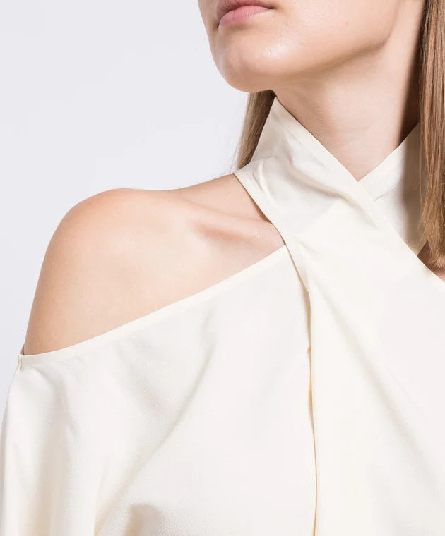 Ivory Cold-Shoulder Drape Co-ord Set