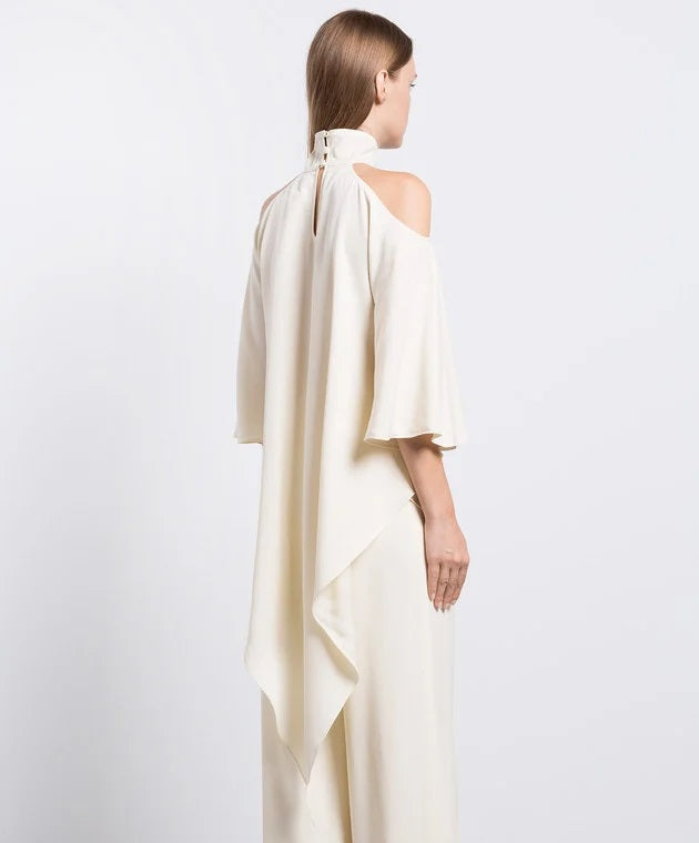 Ivory Cold-Shoulder Drape Co-ord Set