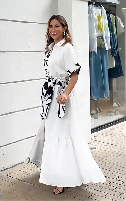 Monochrome Bloom Wrap Dress