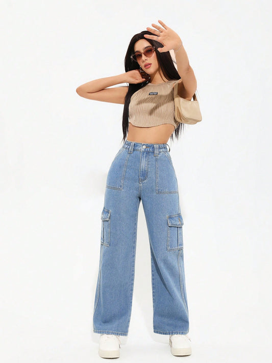 SCULPTTECH UTILITY 6 POCKET JEAN - ICE BLUE