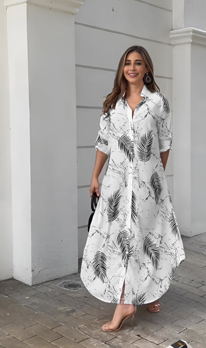 Palm Shirt Maxi Dress