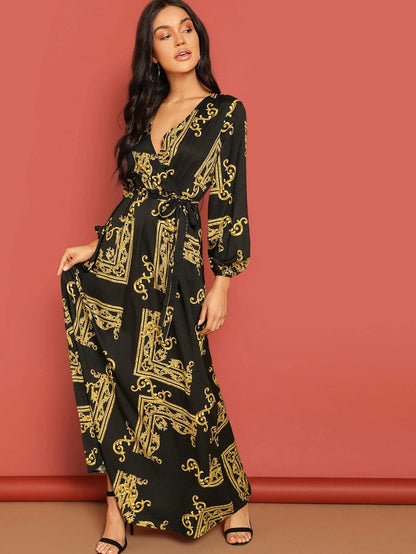 Baroque Noir Wrap Maxi