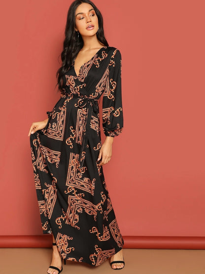 Baroque Noir Wrap Maxi