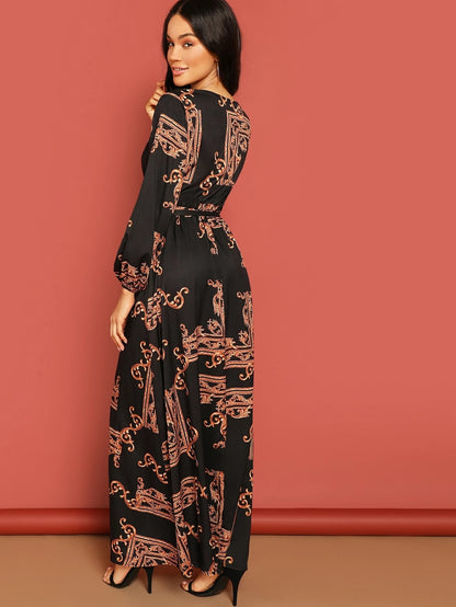 Baroque Noir Wrap Maxi