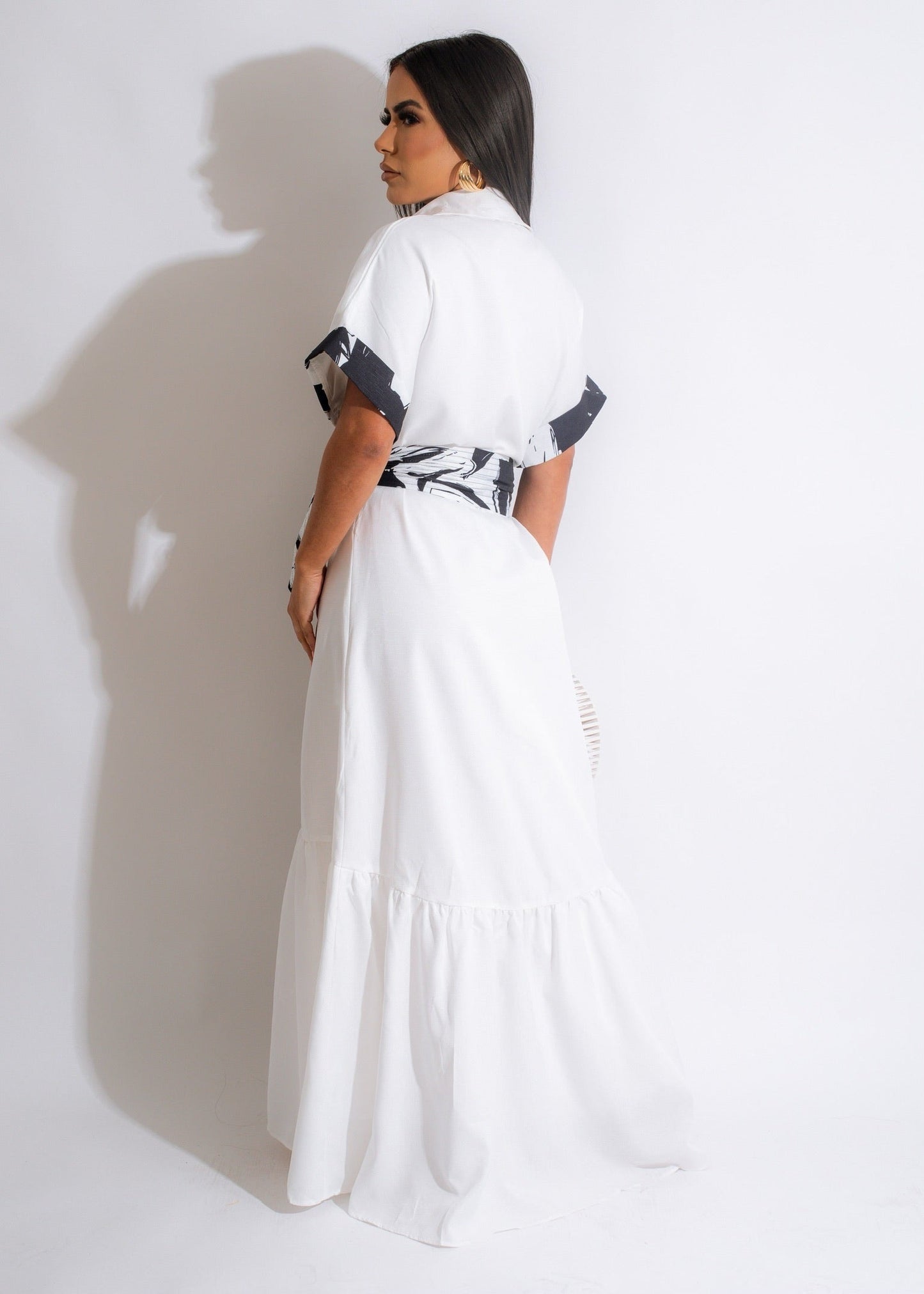 Monochrome Bloom Wrap Dress