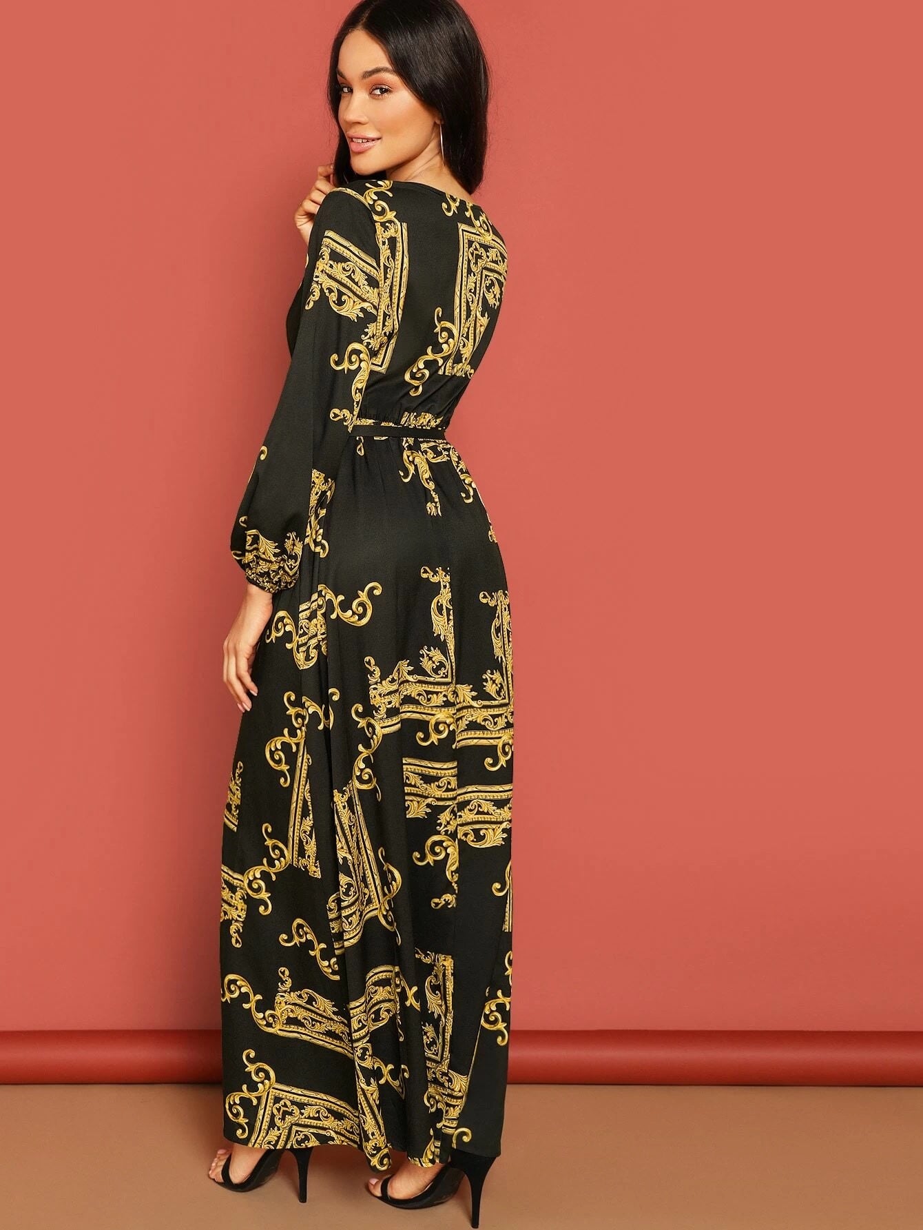 Baroque Noir Wrap Maxi
