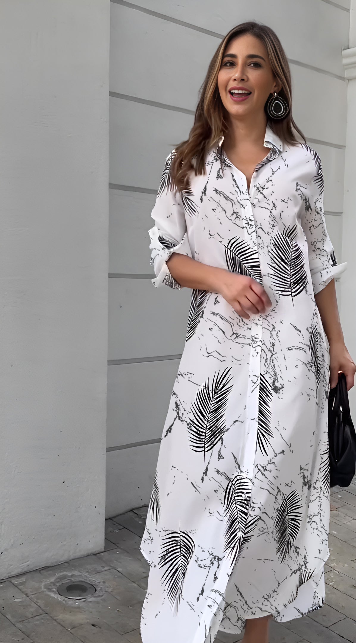 Palm Shirt Maxi Dress
