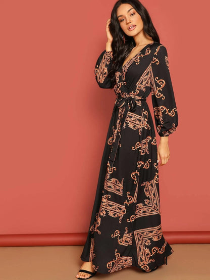 Baroque Noir Wrap Maxi