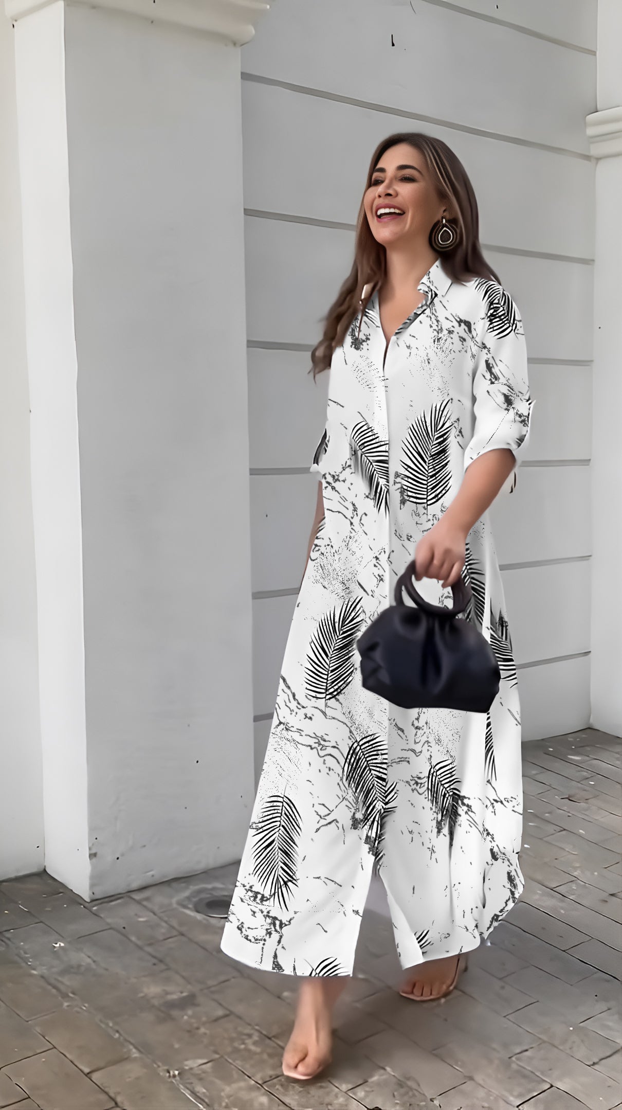 Palm Shirt Maxi Dress
