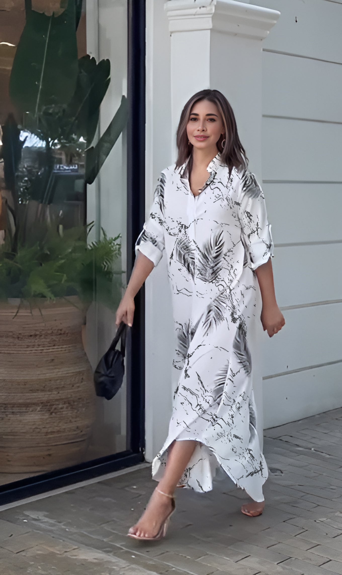 Palm Shirt Maxi Dress