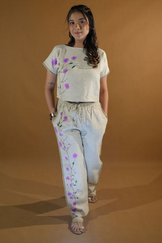 Beige Floral Co-Ord Set
