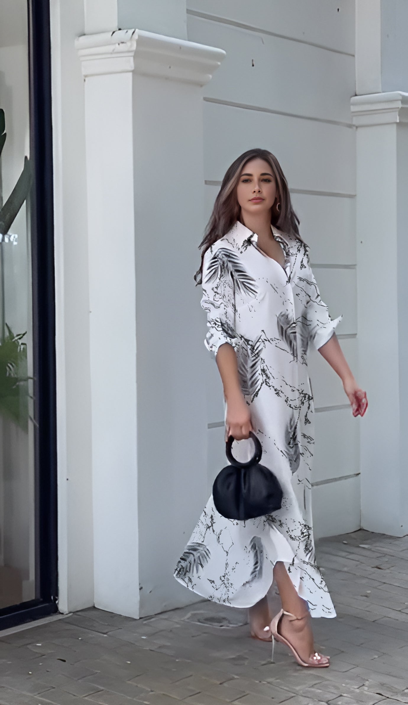Palm Shirt Maxi Dress