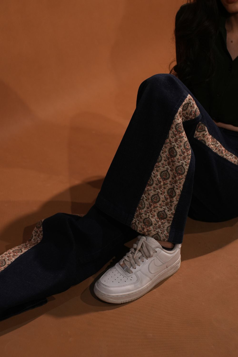 The Heritage Tapestry – Dark Blue Wide Leg Pant
