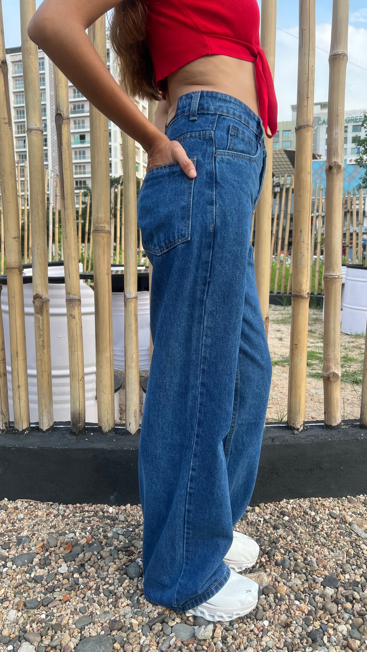 BAGGY STONE BLUE JEANS