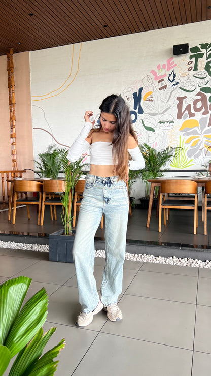 GLACIER WASH BLUE - EXTRA LENGTH AND EXTRA WIDE LEG JEANS