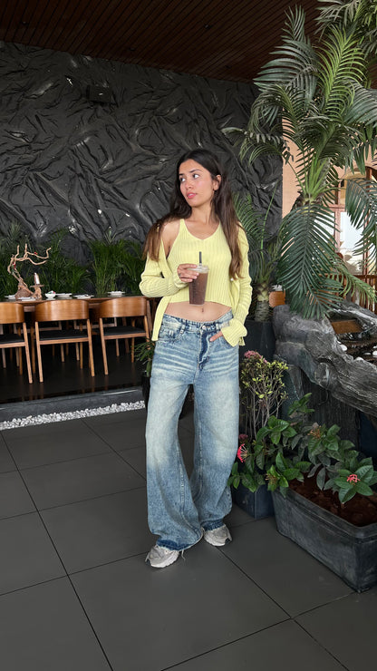 BAGGY FADED INDIGO WASH JEANS