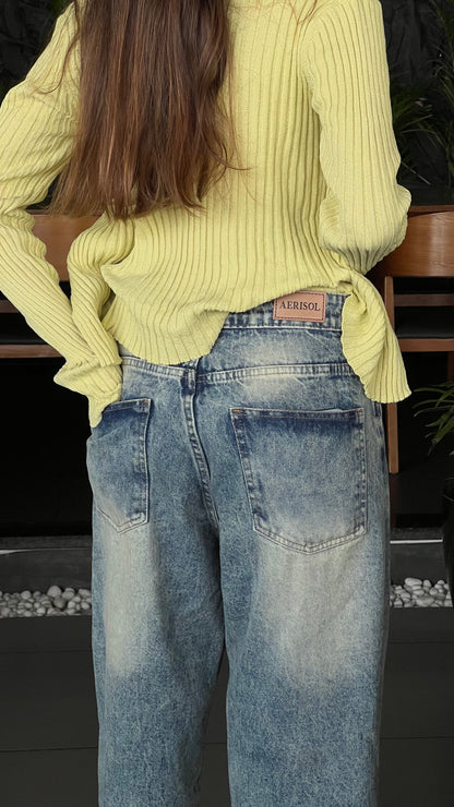BAGGY FADED INDIGO WASH JEANS