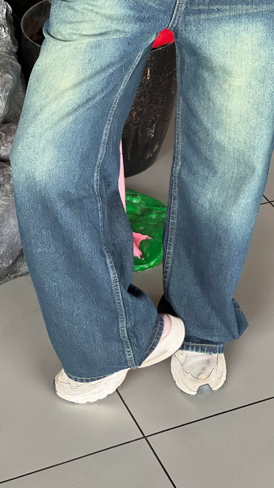 VINTAGE GREEN WASH BAGGY JEANS